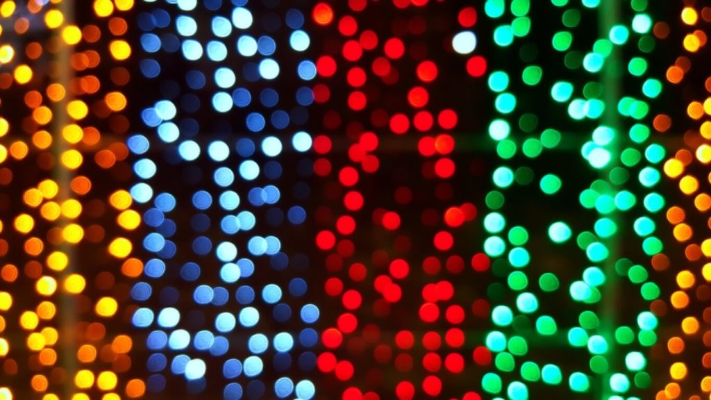 Close up of LED lighting in different colours