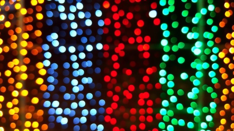 Close up of LED lighting in different colours
