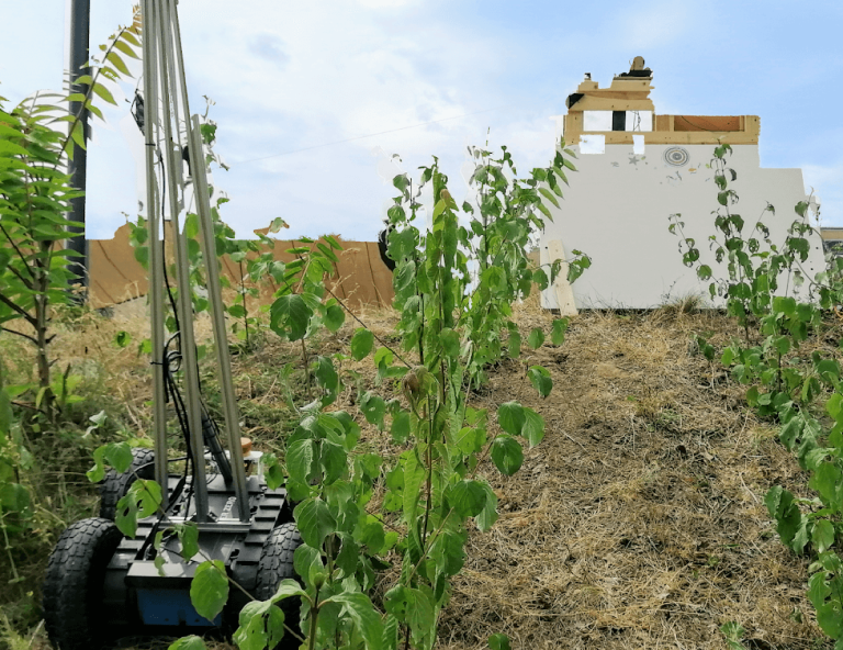 Agricultural robot on hill