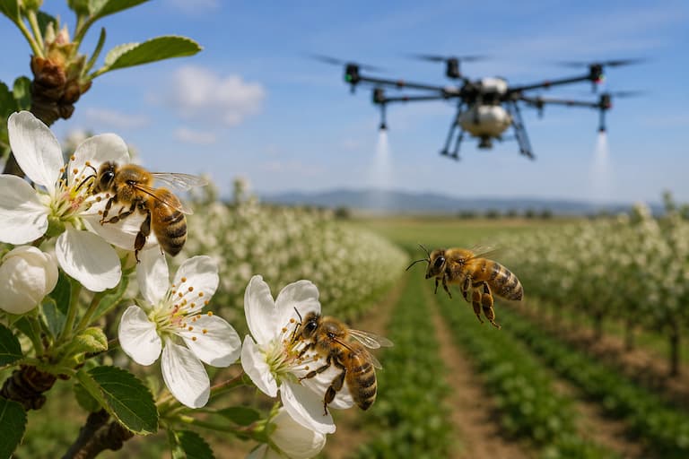 Bees and drones combine for novel pollination approach